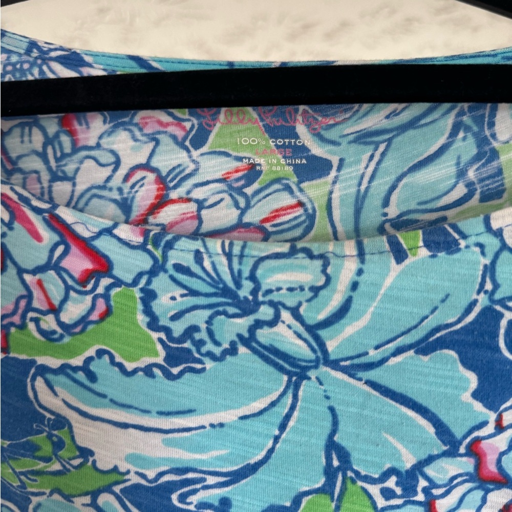 Lilly Pulitzer Blue Pink Tunic Dress | Coastal Luxe Coverup Mini Dress - Picture 4 of 7
